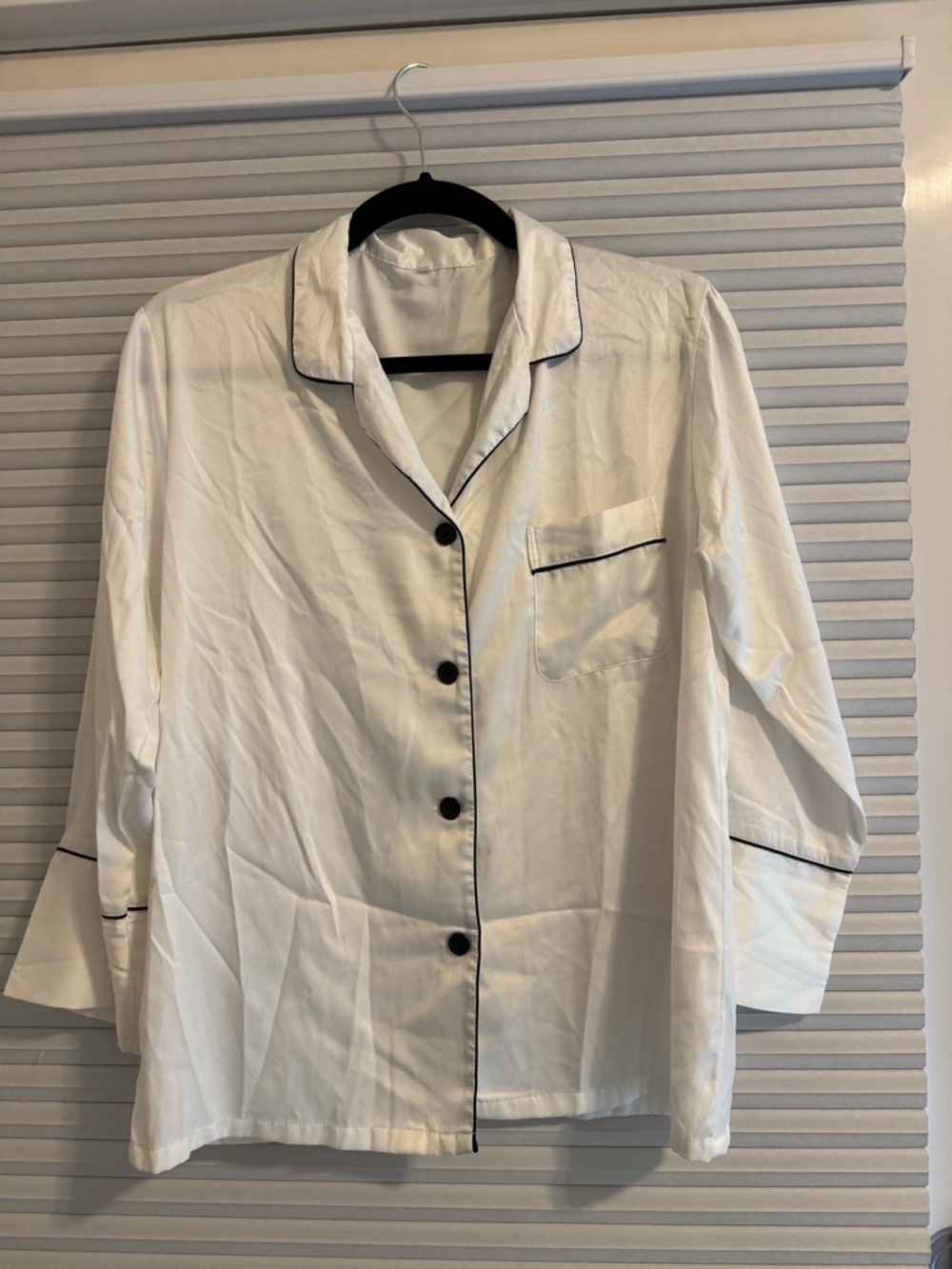 White Silky Pajamas with contrast piping